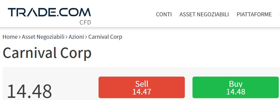 comprare azioni carnival con Trade-com